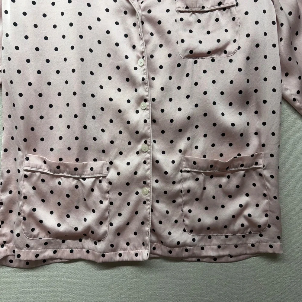 Victoria's Secret Pink Polka Dot 100% Mulberry Silk Pajama Set Top Pants M - Picture 5 of 16
